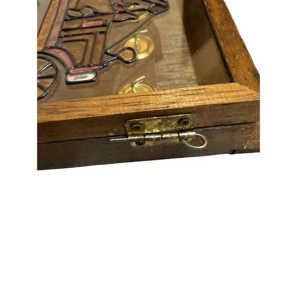 Wooden Key Holder Wall Mount VTG Stained Glass Antique Car Ford Model T Fob Trac - Picture 8 of 16